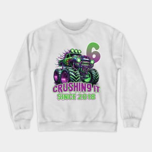 Monster Truck Birthday Tee 6th Birthday Boy Gift Awesome Since 2018 Tee Custom Monster Truck Tee copy Crewneck Sweatshirt